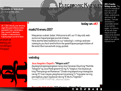 screenshot of eksite.com's main contents page as of 6 january 2007