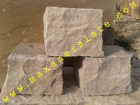 Mint sandstone hand-cut settes 10x10x10Cm from http://maxanerslate.com/cobbles/