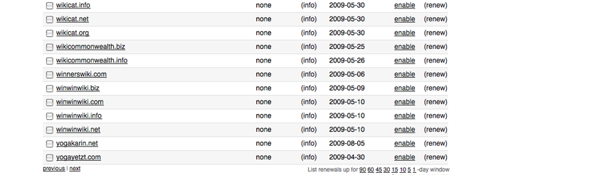 FridemarsOpenDomainPortfolio At NameCom SortedByNames Snap 0verlap 3-Of-3 On 2009-02-19-2035GMT From WikiCatInfo To YogaYetztCom.png